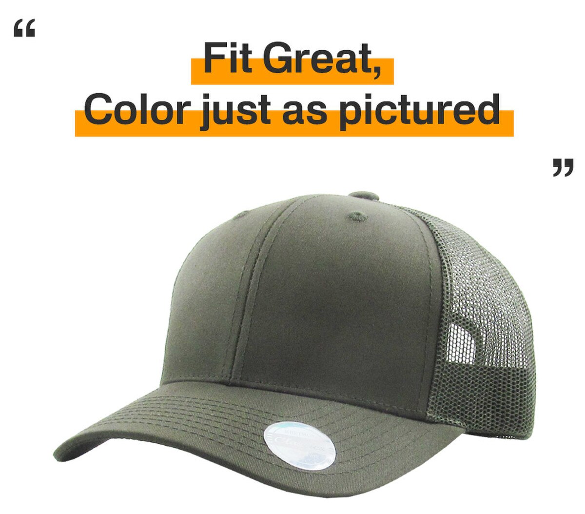 Olive Classic 6 Panel Trucker Mesh Snapback Side View Fit Great